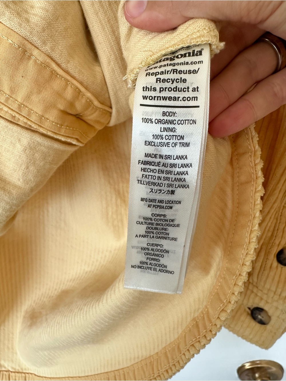 NWOT Patagonia Beeswax Yellow Corduroy Overshirt Jacket Shacket Size Small - Picture 7 of 7